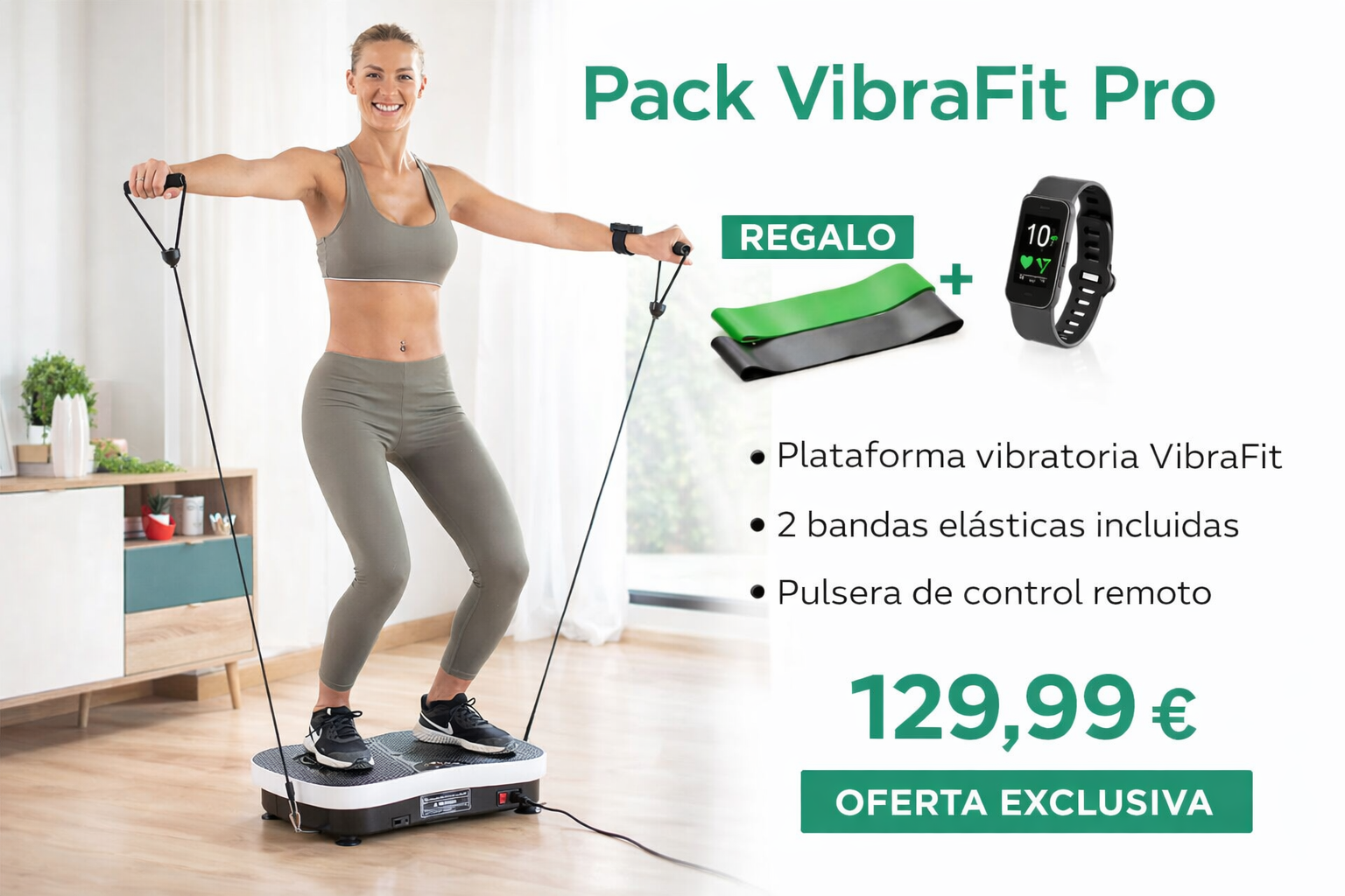 Plataforma vibratoria para entrenar en casa y tonificar el cuerpo – Fitness sin impacto | VibraFit Pro