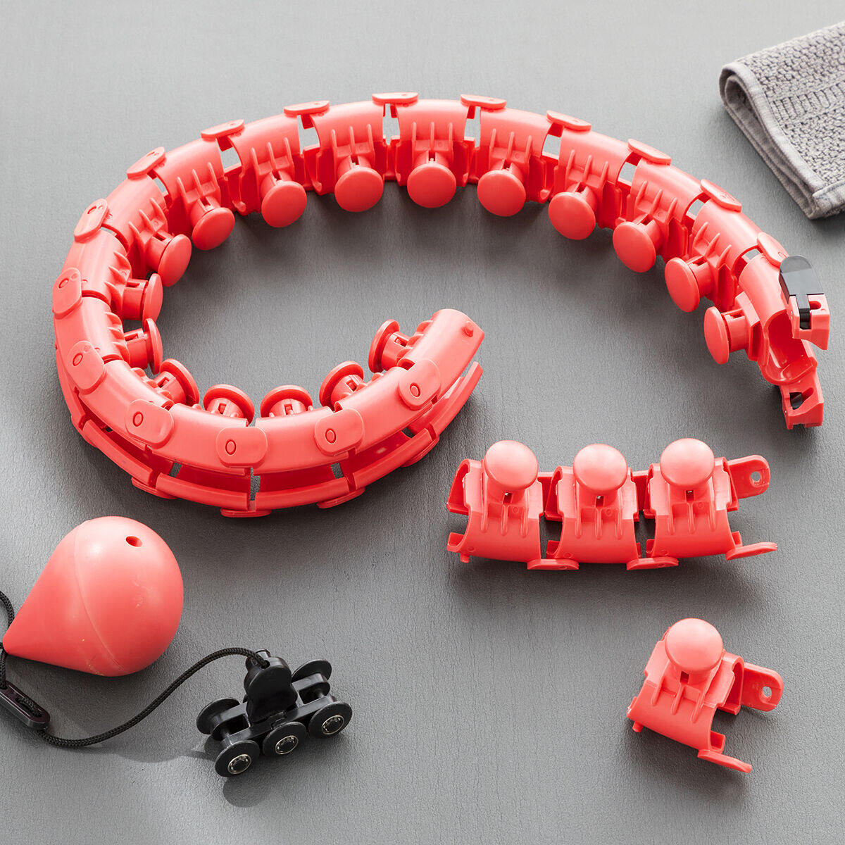 Aro Inteligente con Peso Fittehoop VibraFit – Hula Hoop Ajustable para Adelgazar con Contador Calorías y Vueltas + Guía Ejercicios