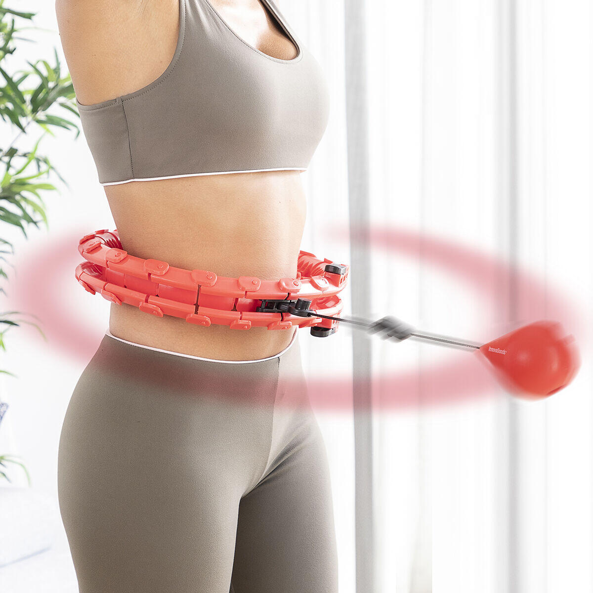 Aro Inteligente con Peso Fittehoop VibraFit – Hula Hoop Ajustable para Adelgazar con Contador Calorías y Vueltas + Guía Ejercicios