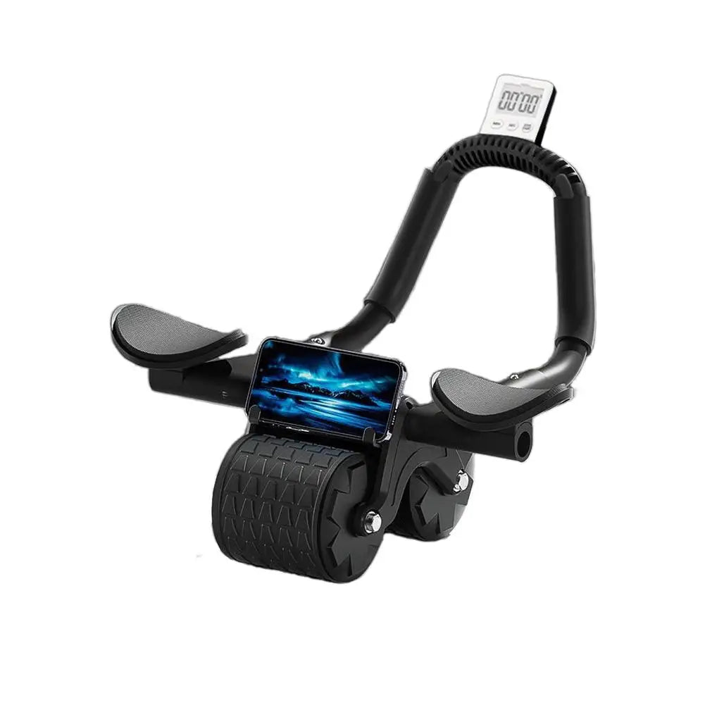 Rodillo Abdominal con Rebote Automático VibraFit – Rueda para Abdominales con Rodilleras y Coderas Acolchadas + Soporte Móvil